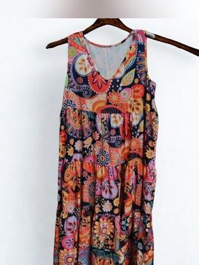 Vibrant Bohemian Sleeveless Maxi Dress SZL (12-14)
